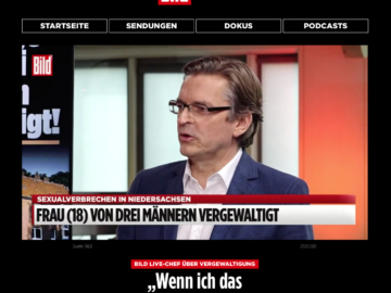 Claus Strunz redet bei Bild TV übers genau hinsehen bei Vergwaltuígungen, die von Migranten verbrochen werden: Mehr Rache-Justiz wagen?