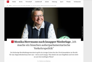 Interview mit AGH-Wahlverliererin Monika Herrmann von den Kreuzberger Grünen wurde vom Tagesspiegel hinter einer Bezahlschranke versteckt...